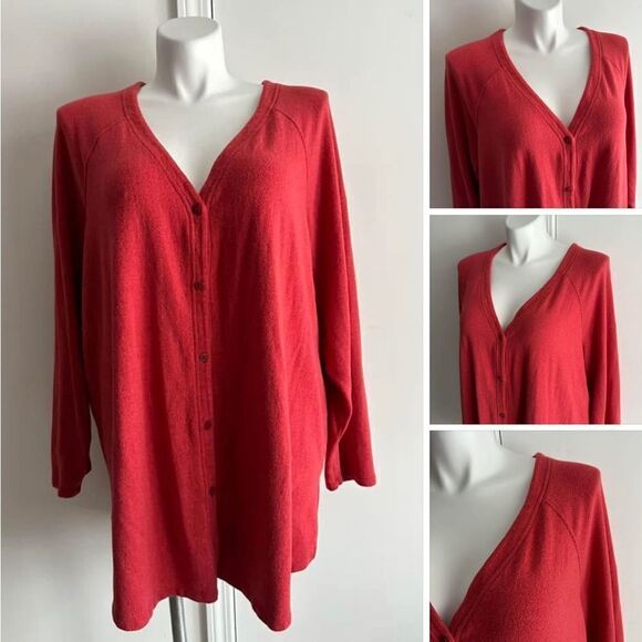 Salmon Buttom-up Cardigan Sweater, Size 3X, Columbia - Picture 1 of 8